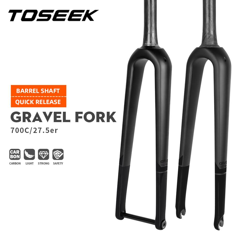 Buy TOSEEK Gravel Fork All Carbon Fiber Road Bicycle Front Fork Quick Disassembly Online!
