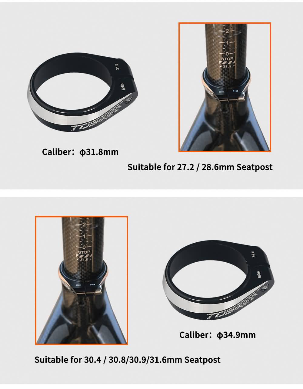 Buy TOSEEK Bike Seat Post Clamp 31.8 34.9mm Mountain Aluminum Alloy