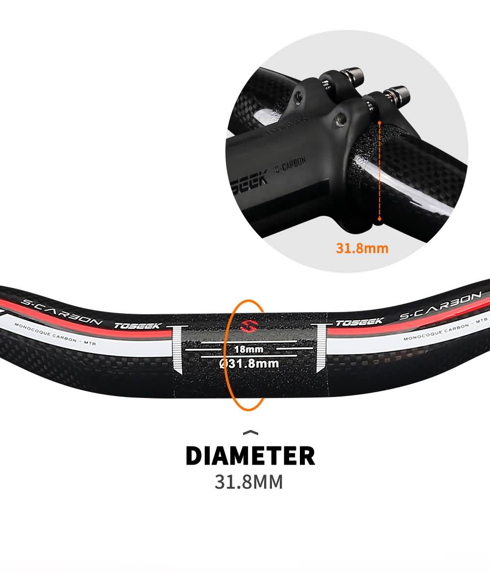 Buy TOSEEK Carbon Handlebar Mtb Bicycle Handlebar 31.8*760mm Length Carbon MTB Handlebar Online!
