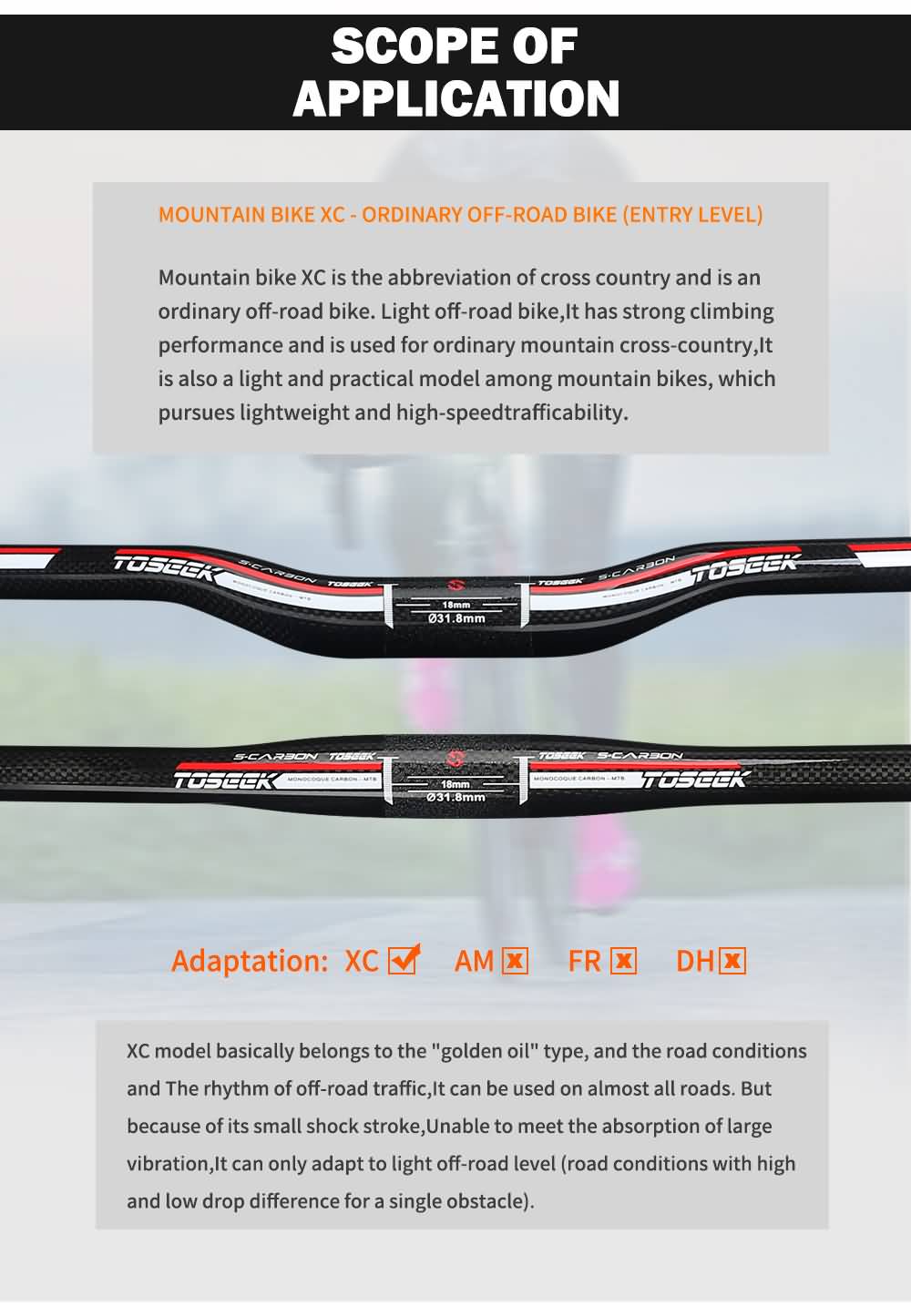 Buy TOSEEK Carbon Handlebar Mtb Bicycle Handlebar 31.8*760mm Length Carbon MTB Handlebar Online!