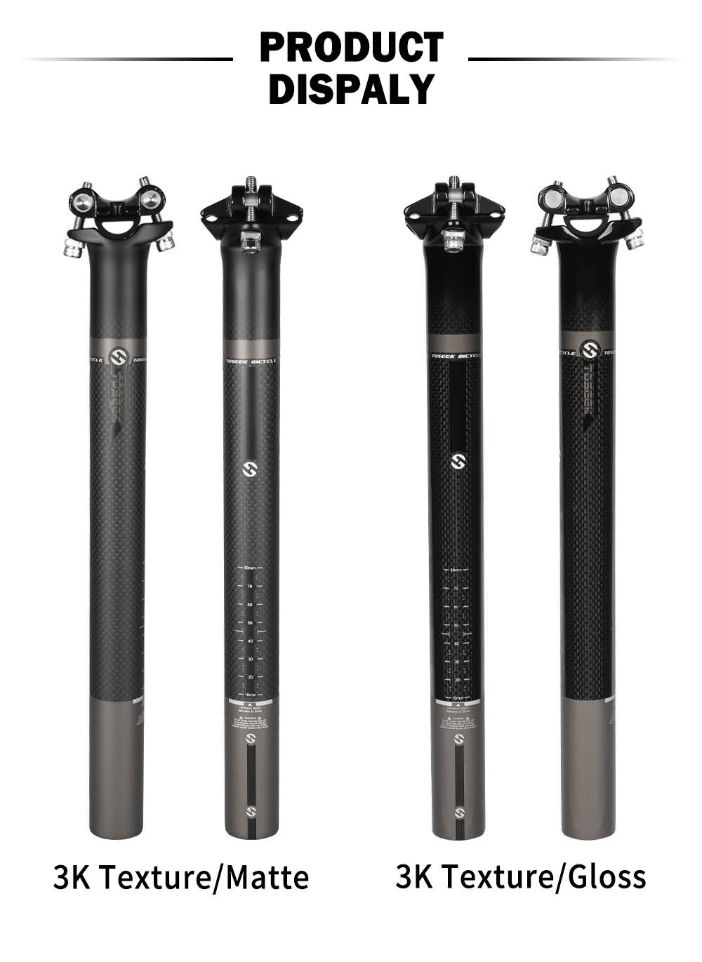 Buy TOSEEK Carbon Seatpost Offset 0mm Bike Seatpost Carbon MTB Bicycle Seat Post Online!