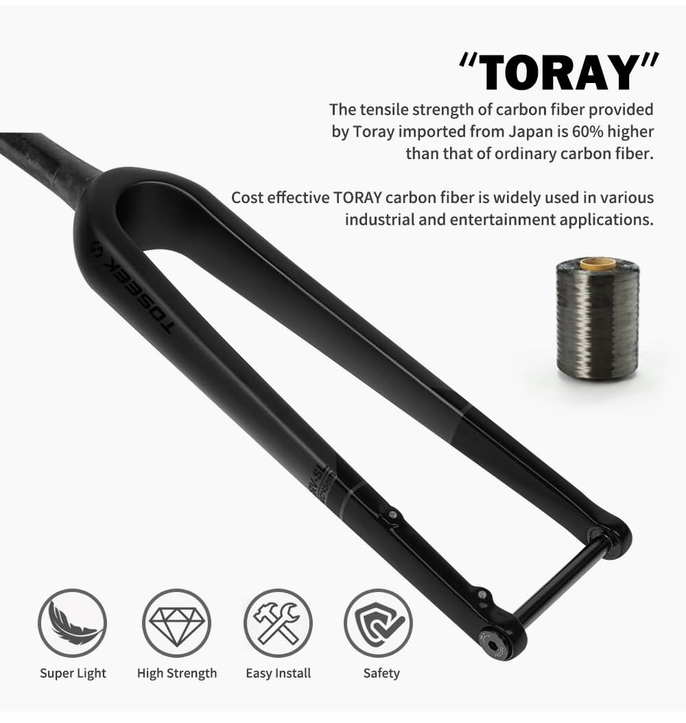 Buy TOSEEK Gravel Fork All Carbon Fiber Road Bicycle Front Fork Quick Disassembly Online!