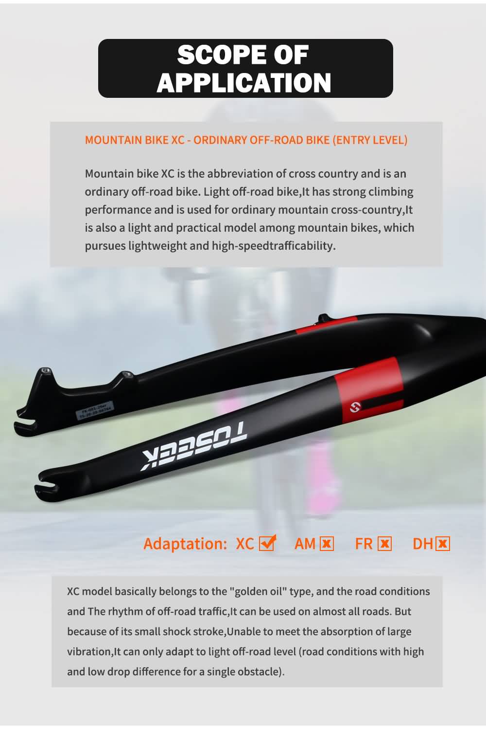 Buy TOSEEK Mountain Bike Full Carbon Fiber Forks MTB Bicycle Tapered Fork Online!