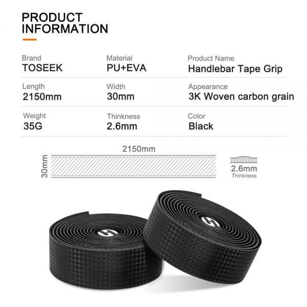 Buy TOSEEK Road Bike Tape Bicycle Handlebar Tapes 3K Carbon Woave PU